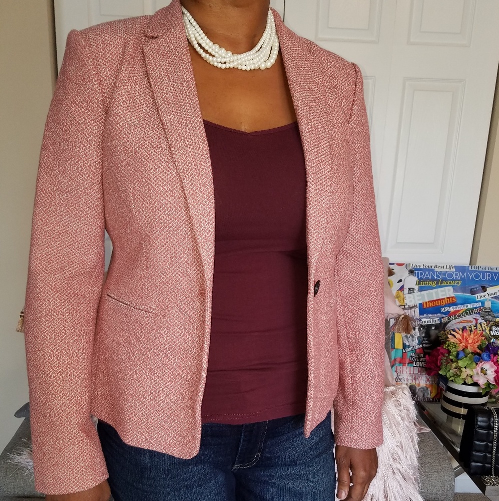 NWT Size 12 Ann Taylor Faded Rouge Tweed Blazer